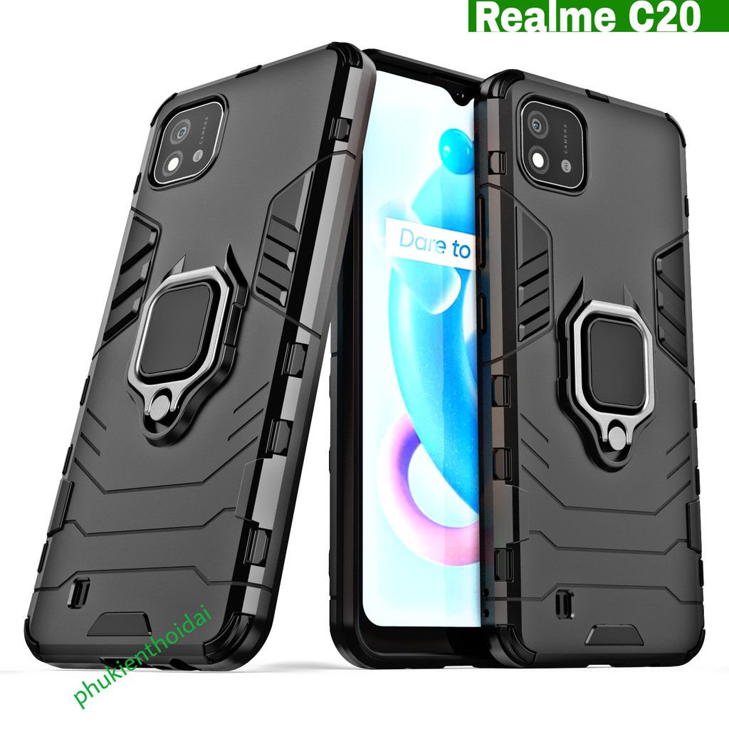 Ốp lưng Realme C20 / Realme C17 chống sốc Iron Man Iring cao cấp giá đỡ xem phim thời trang cao cấp