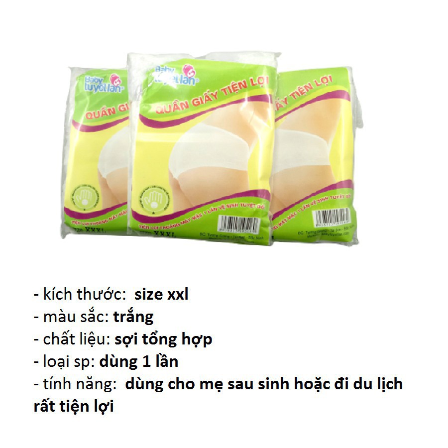 Set 5 chiếc Quần lót giấy cao cấp Baby Tuyết Lan cho mẹ sau sinh di chơi đi du lịch Châu Shop