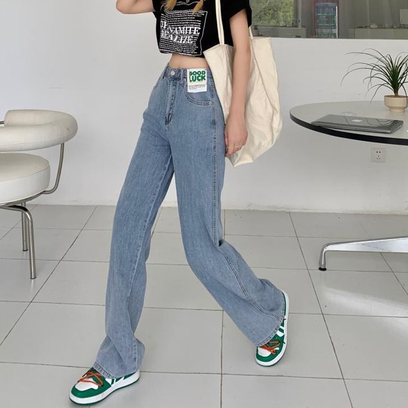 Quần Jean Lưng Cao Thời Trang Xuân Thu Hàn Quốc Cho Nữ