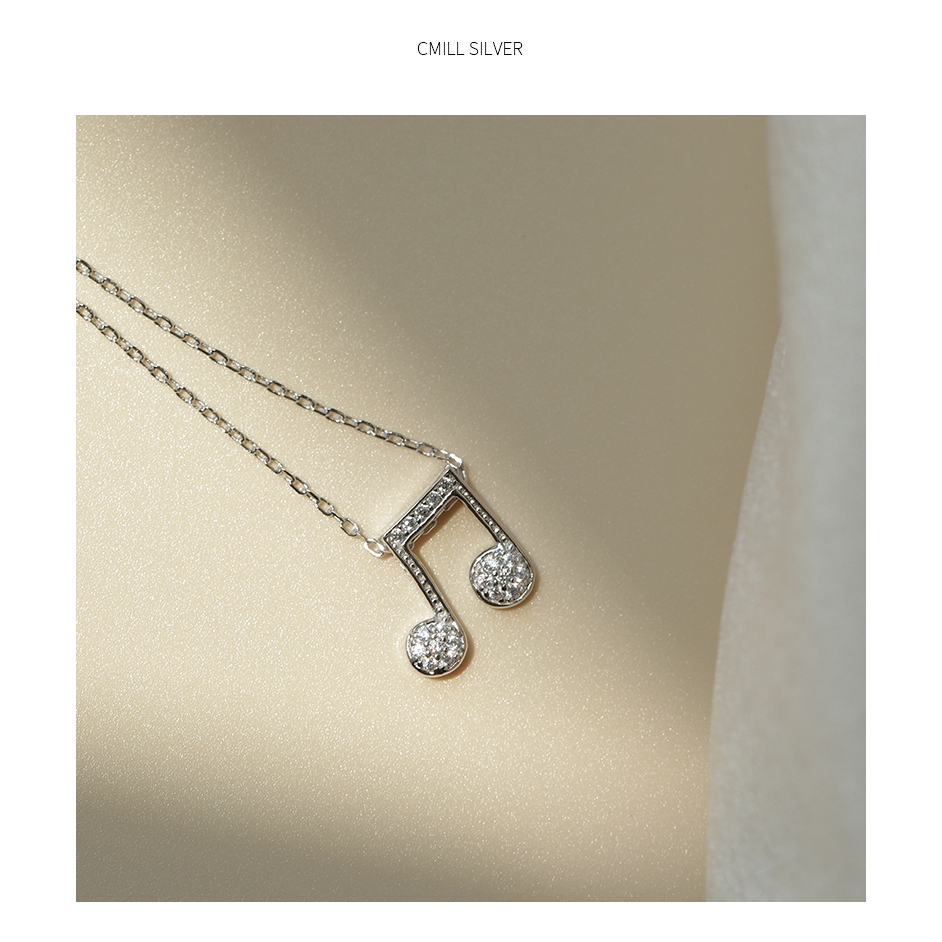 925 Silver Necklace with Music Note Face