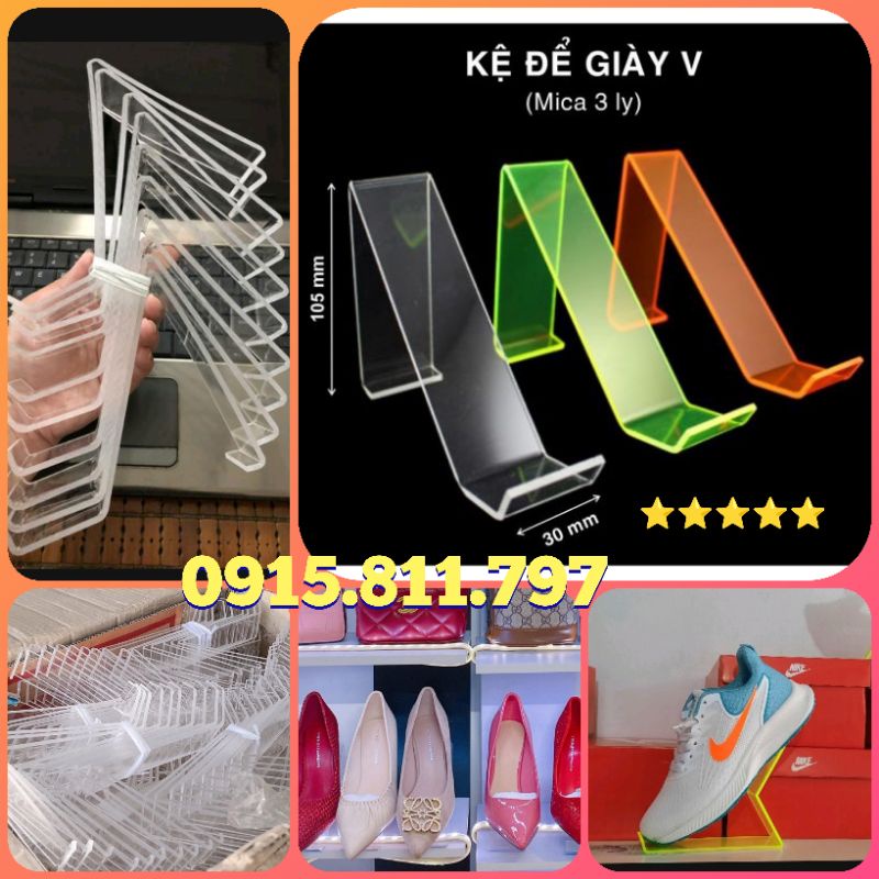 Combo 5 kệ treo giày dép hình chữ V chất liệu mica siêu xinh yêu cho shop