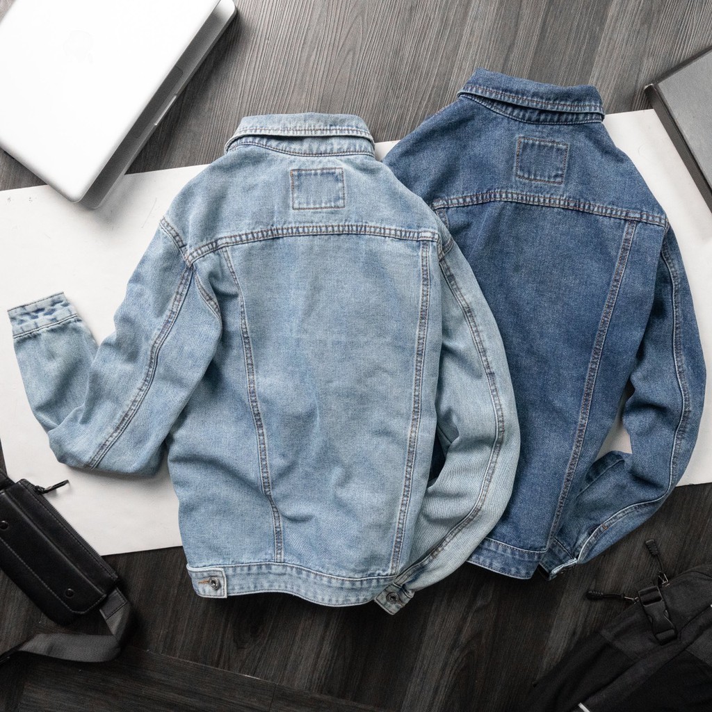 Áo Khoác Bò Denim Jacket Form Rộng Unisex Nam Nữ Thu Đông Cực Ngầu [ TẶNG 1 ĐÔI TẤT ]