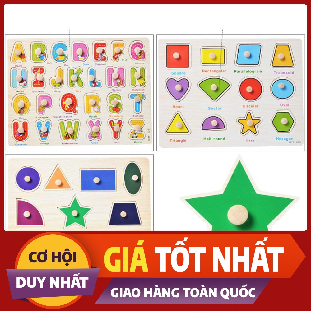 Đồ chơi gỗ cho bé Bảng chữ cái Tiếng Anh có núm gỗ - 26 chữ cái