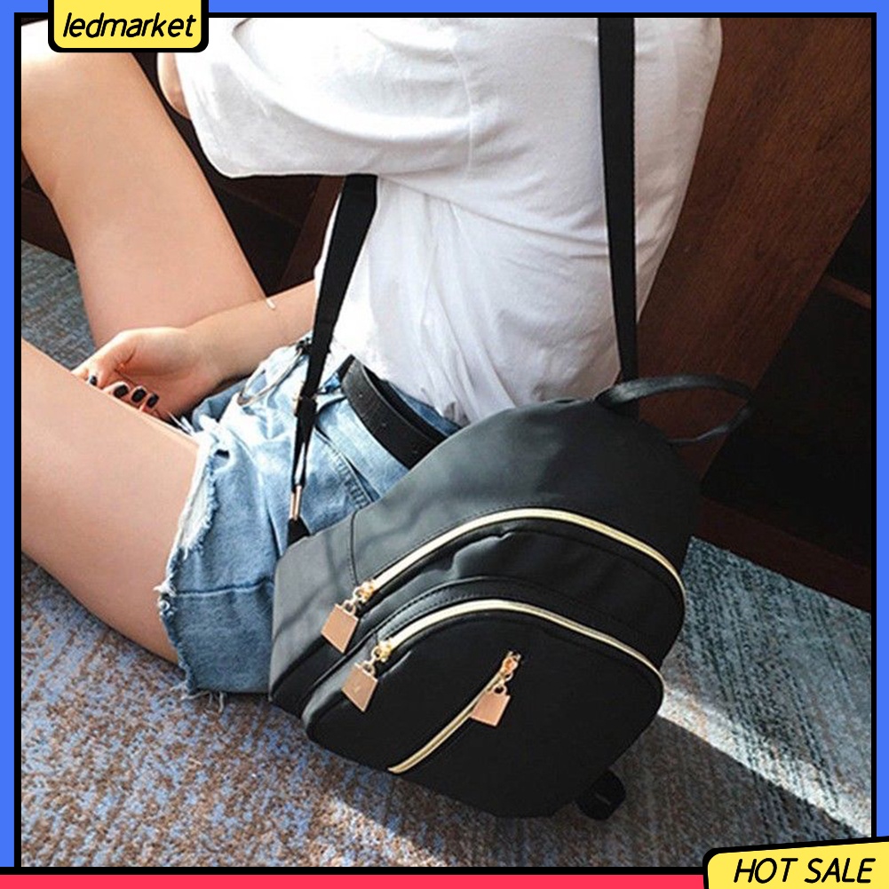 Ba lô nylon màu trơn kiểu dáng thời trang cho nữ