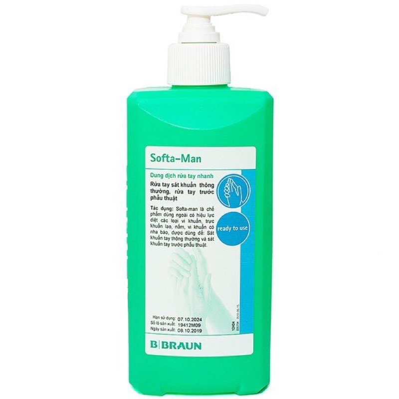 Dung dịch rửa tay khô Softaman / Softa Man 500ml (B.Braun) chuyên dùng trong phòng khám, bệnh viện (CHÍNH HÃNG)