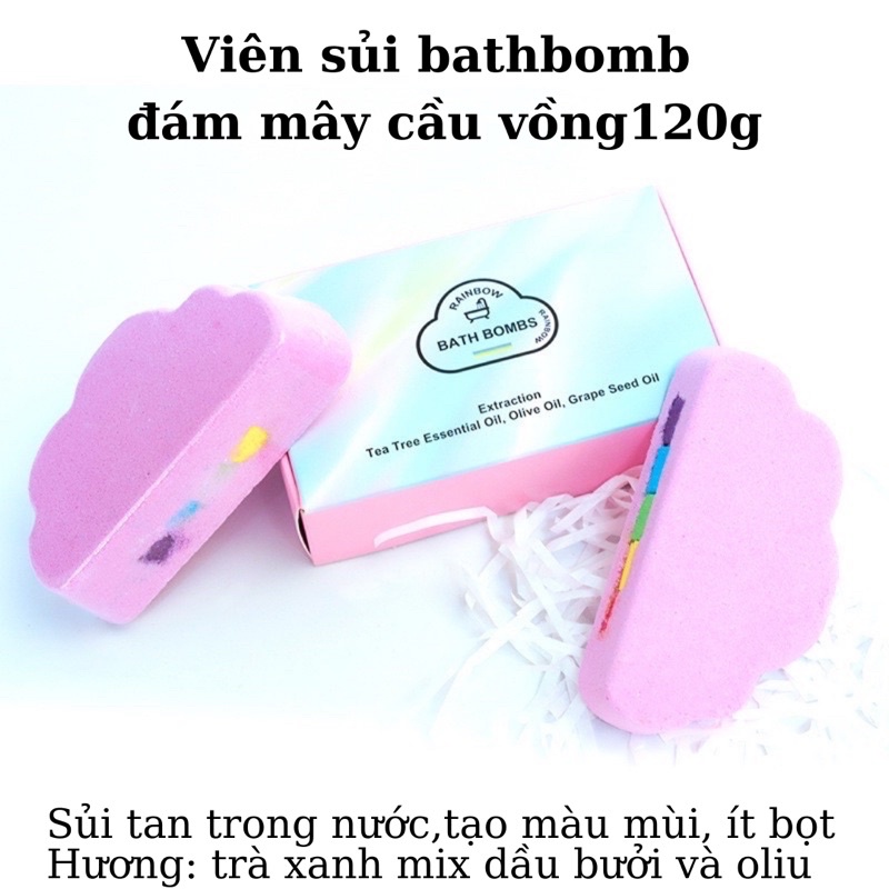 (120g) viên bathbomb thả bồn tắm đám mây cầu vồng