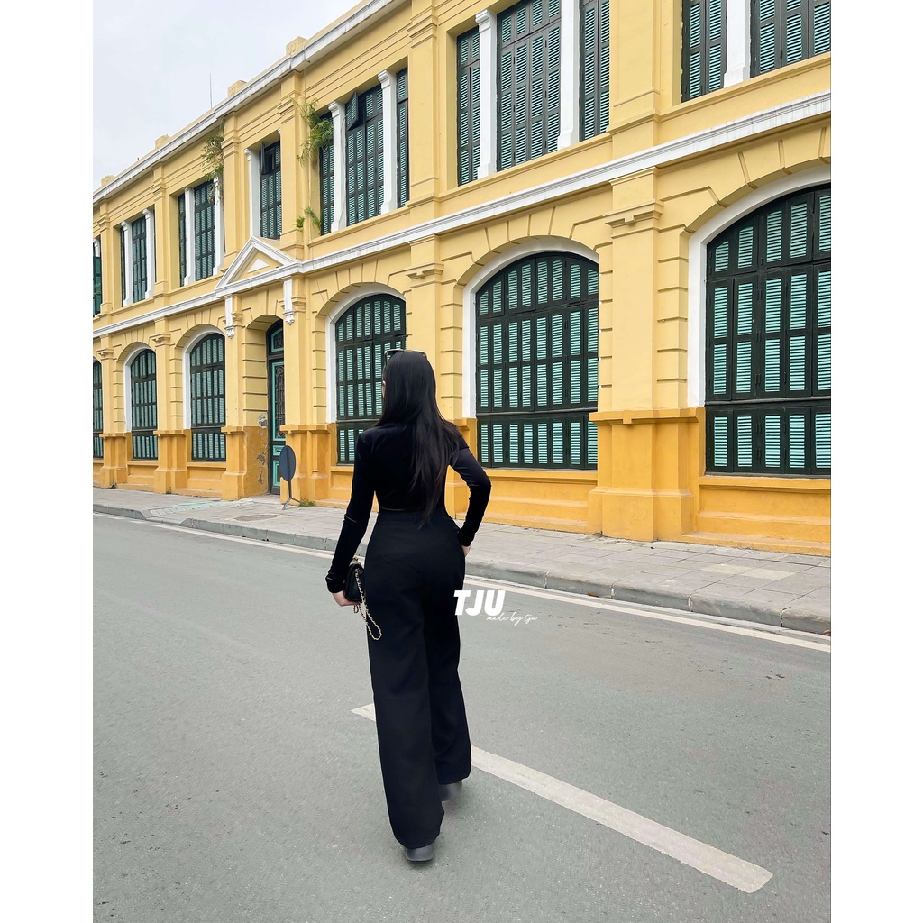 Áo nữ dài tay dáng ôm có đệm vai chất nhung ulzzang, Hàn Quốc, thiết kế T-Ju (áo Ara)