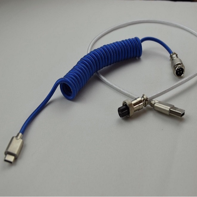 Dây Cáp Bàn Phím Cơ USB Type C Bằng Kim Loại Đa Năng Màu Trắng Xanh Dương