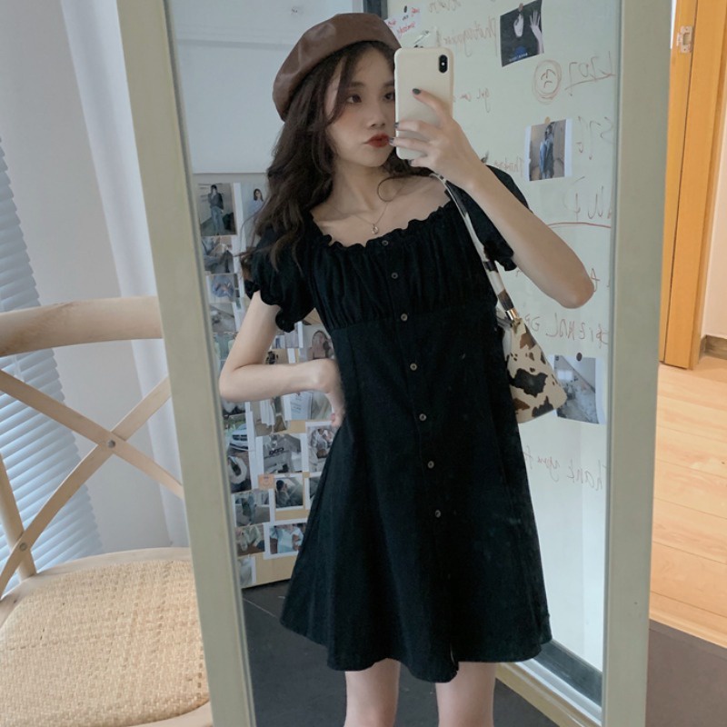 Đầm Perty cổ vuông thời trang Pháp xinh xắn dành cho nữ