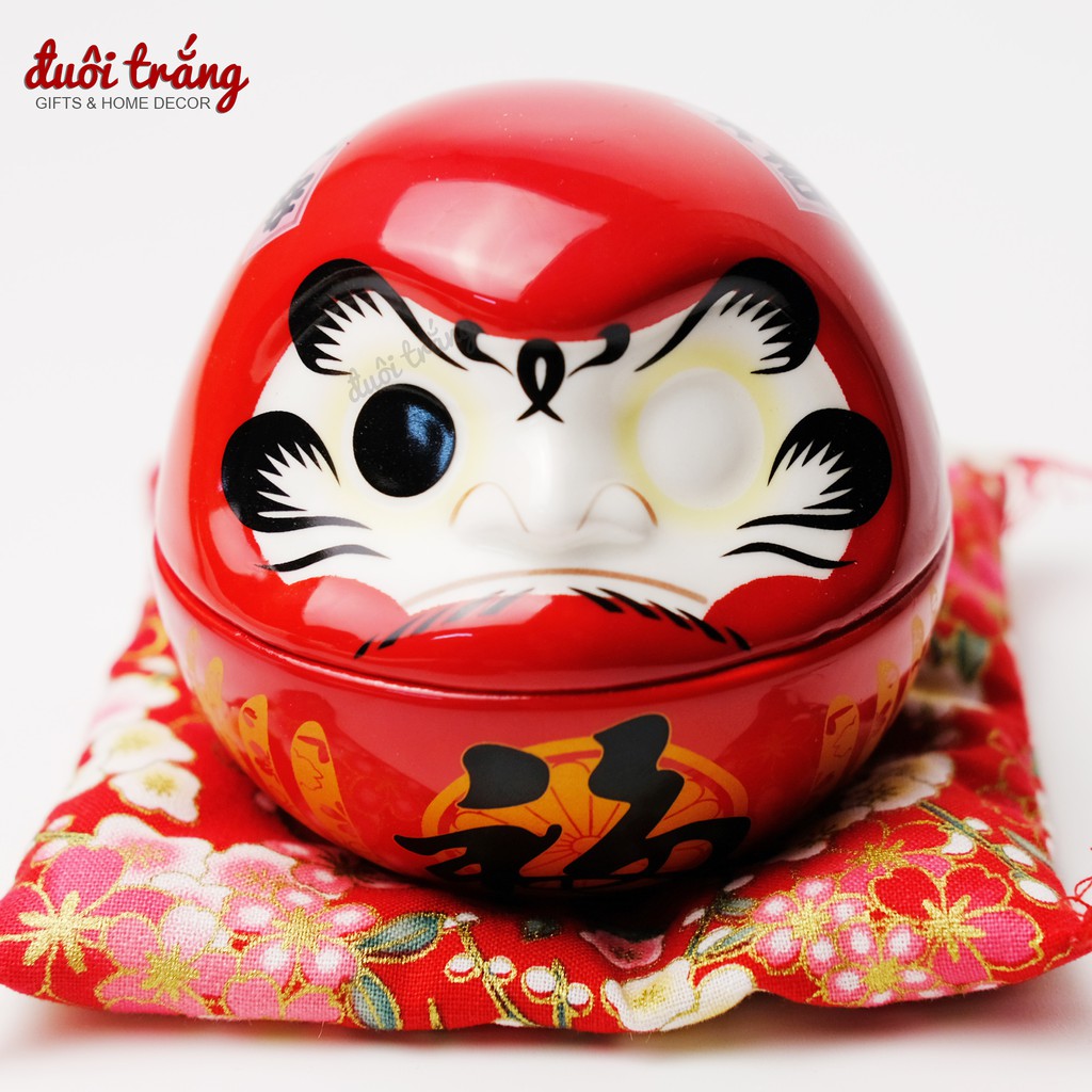 Lật đật Daruma sứ 8cm - 1 mắt (các mẫu Khai Vận, Phúc Lành, Quyết Thắng)