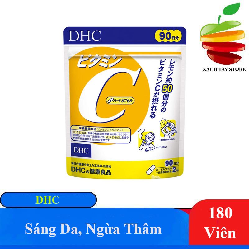 [CHÍNH HÃNG] Viên Uống Bổ Sung Vitamin C Tăng Sức Đề Kháng, Sáng Da DHC Vitamin C Hard Capsule 180 Viên