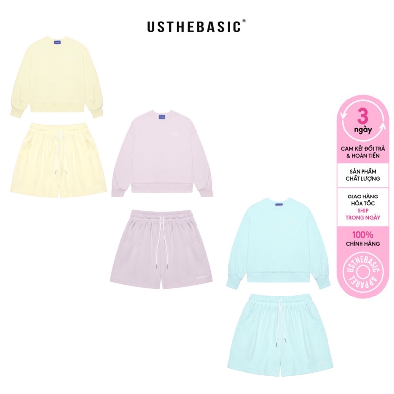 Usthebasic - Set Áo Quần UTB Terry Logo Sweatshirt & Shorts