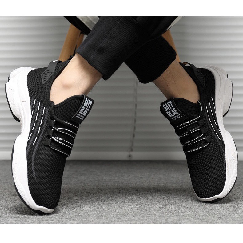 [Mã FAMAYMA2 giảm 10K đơn 50K] Giày nam thoáng khí Saytlea đen đế trắng kiểu dáng mới | BigBuy360 - bigbuy360.vn