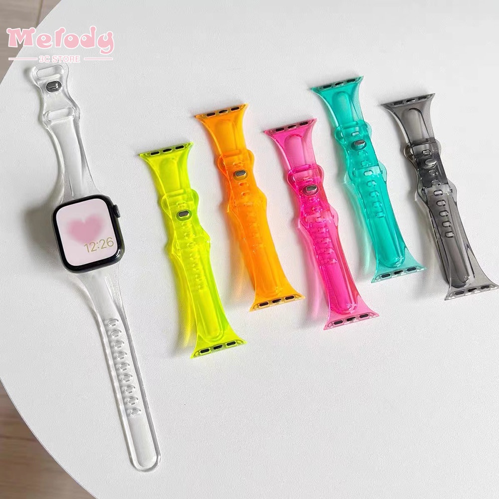 Dây Đeo Bằng silicone Trong Suốt Cho Đồng Hồ Thông Minh iwatch 8 / 7 / 6 / SE / 5 / 4 / 3 8 45 / 44 / 42 / 41 / 40 / 38mm