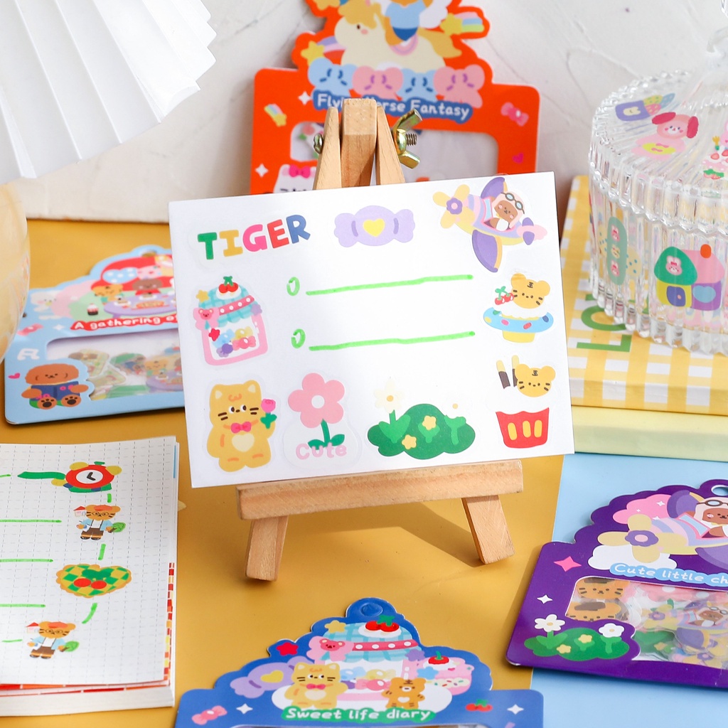 Túi 40 sticker PVC hình dán động vật dễ thương trang trí sổ | BSB300