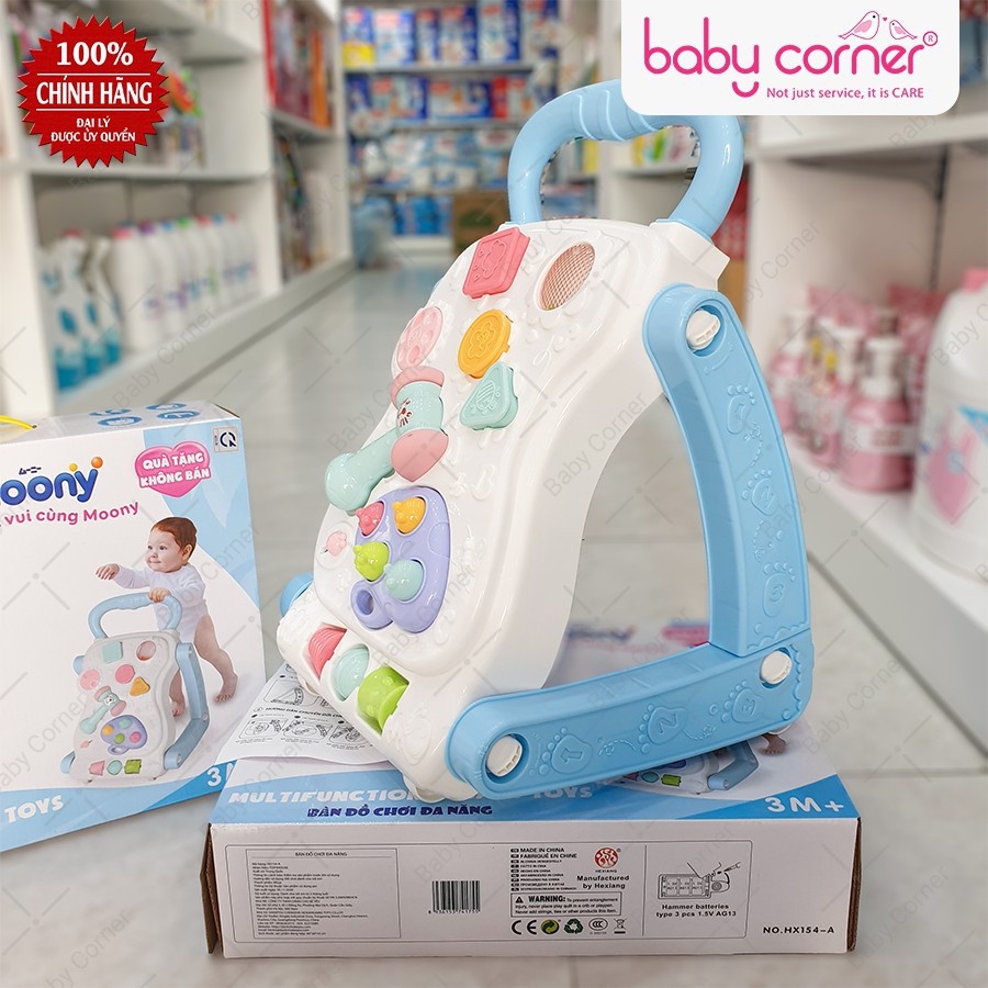 Xe tập đi có đồ chơi đa năng quà từ Moony màu hồng