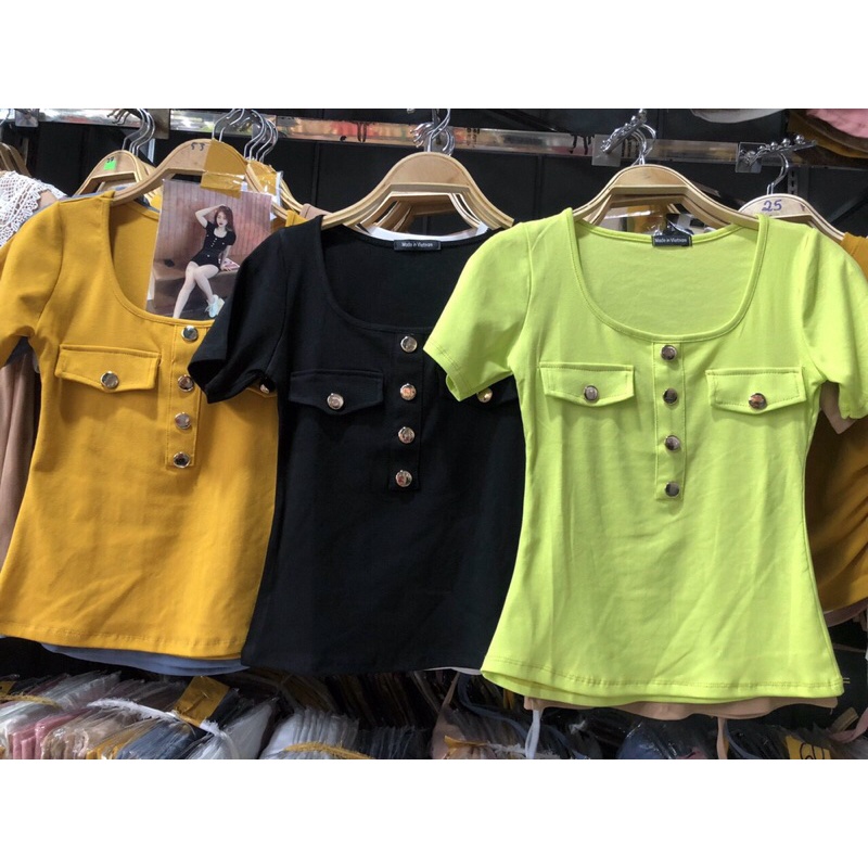 áo phong zip cúc kim loại có túi giả