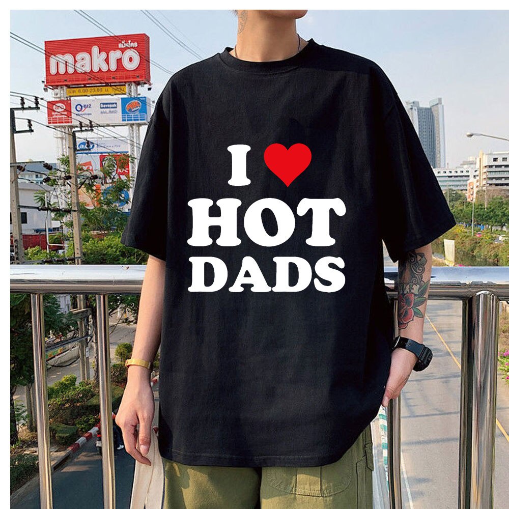 Áo Thun Cotton In Chữ I Love Hot Dads Cổ Điển Chất Lượng Cao Cho Nam PO321TY65U10716