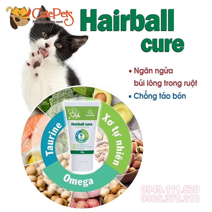 Gel tiêu búi lông cho mèo Hairball Cure 40g - Phụ kiện thú cưng Hà Nội