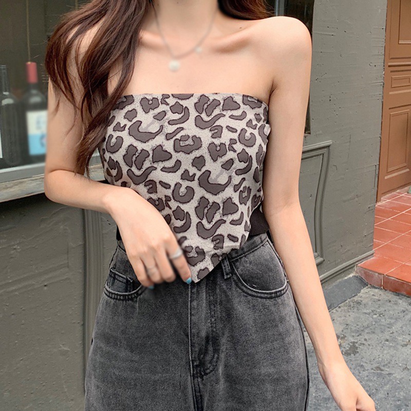 Áo Lửng Hai Dây Họa Tiết Da Báo Gợi Cảm Cho Nữ