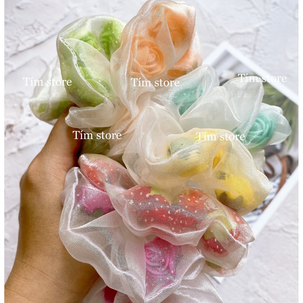 {Ảnh thật} SCRUNCHIES HOA LẮC ROSY- CỘT TÓC VẢI THỜI TRANG NỮ HOT TREND GIÁ RẺ