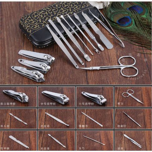 Dụng cụ làm móng ❤️FREESHIP❤️ Bộ dụng cụ 12 món cắt móng tay chân đa năng nhỏ gọn tiện lợi, chất liệu inox không gỉ