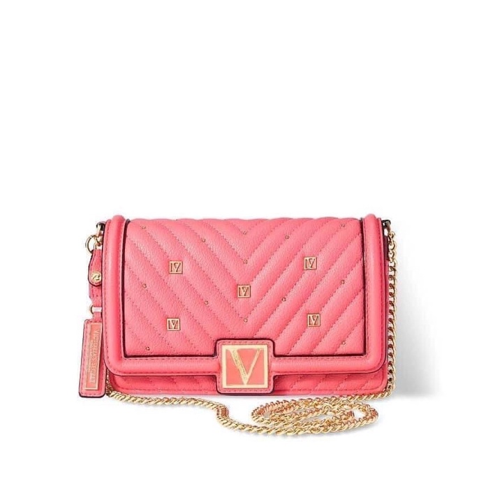 Túi đeo chéo VICTORIA SECRET màu Hot Peony hồng mẫu đơn.