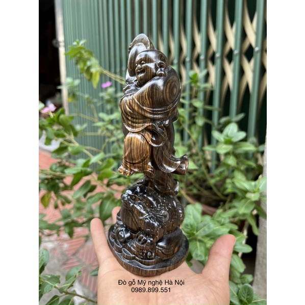 Tượng Phật di lặc gỗ mun cao 20 cm