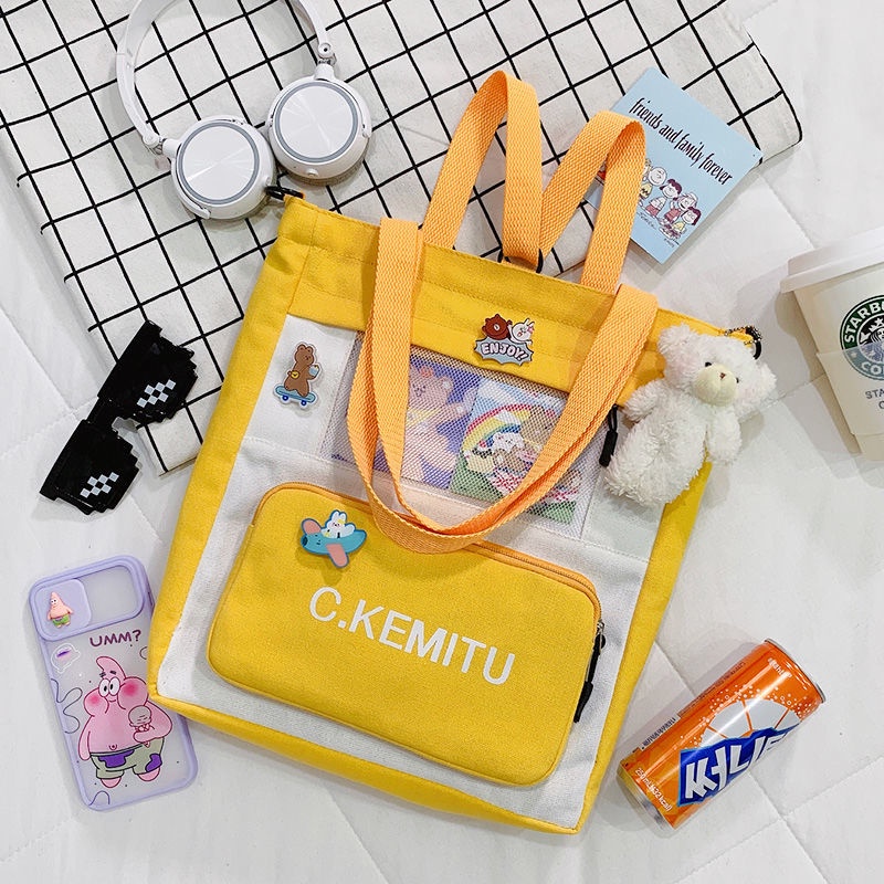 Túi Canvas Đeo Chéo Cỡ Lớn Thời Trang Cho Nữ Sinh