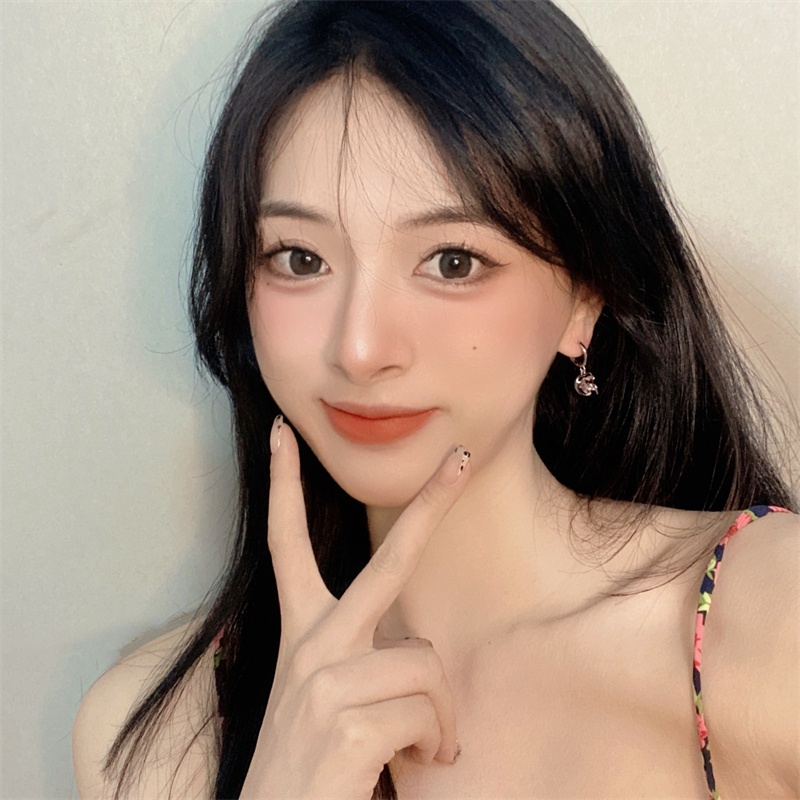 Khuyên Tai Hình Trái Tim Đính Đá zircon Hồng Thời Trang Harajuku Ngọt Ngào Cá Tính Dành Cho Bạn Nữ