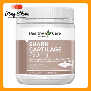 Sụn Vi Cá Mập Healthy Care Shark Cartilage 750mg hỗ trợ xương khớp - 200 viên Úc