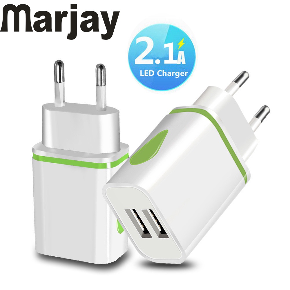 Củ Sạc 2 Cổng Usb 5v 2a Có Đèn Led Cho Iphone Samsung Xiaomi Huawei Lg