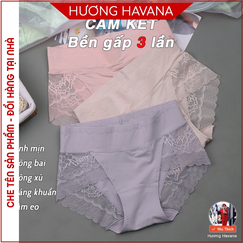 Quần lót nữ cotton phối ren cạp cao gen bụng - freesize - quần chíp nữ hàng cao cấp FLQ48