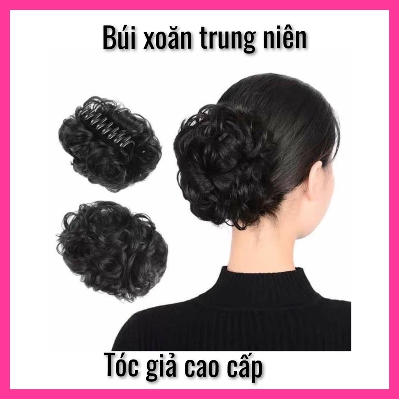 BÚI XOĂN TUỔI TRUNG NIÊN ❇️FREESHIP ❇️tóc giả búi xoăn trung niên ❇️