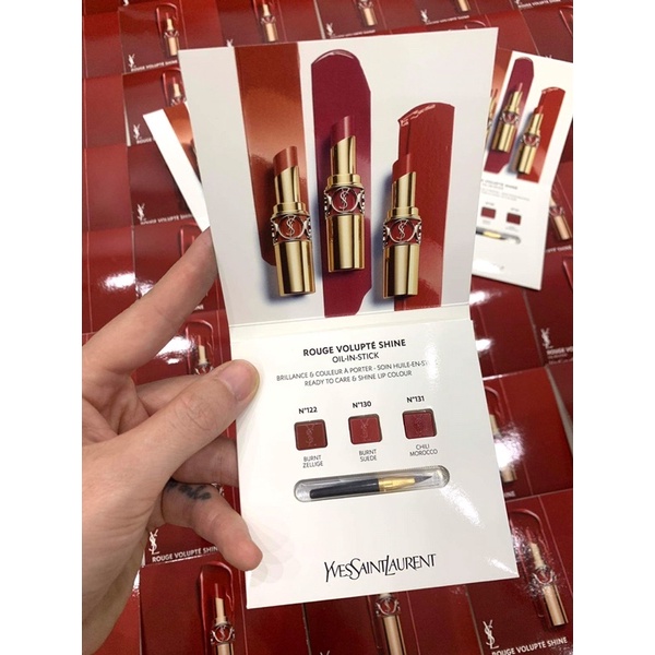 (Sample) Set 3 son màu cực xinh YSL Rouge Volupte Shine Oil-in-stick