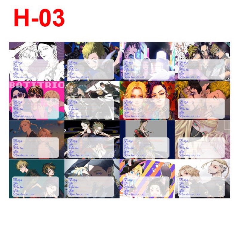Nhãn vở couple tokyo revengers Rindou Haitani Sanzu Tokyo Revengers nhãn dán Haitani Tokyo Revengers