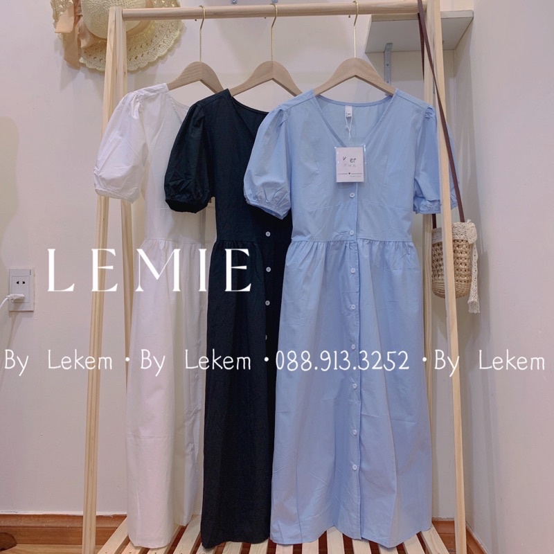 Váy Thô Cổ V Ulzzang Hàng Quảng Châu 🦋 - Đầm vintage Phối Cúc Ảnh Thật Video Shop Tự chụp Lekemqc ❤️