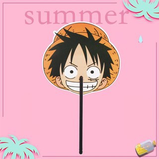 Quạt nhựa cán 20cm cầm tay xinh xắn in hình anime chibi