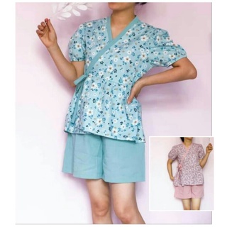 Bộ mặc nhà vải thô mềm,quần đũi xước,phong cách kimono,ảnh thật