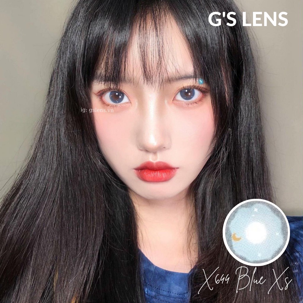 Lens Mắt Kính Áp Tròng Xanh Không Giãn Size Xs 14mm Có 0 Đến 6 Độ Cận X644 Blue G'S LENS