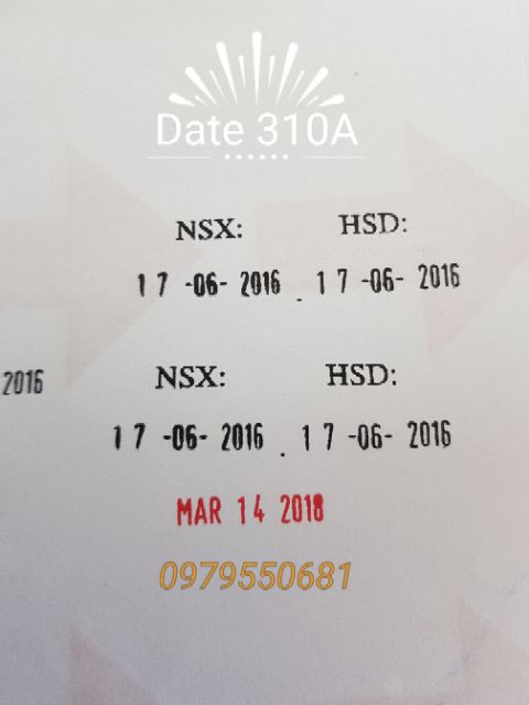 Dấu dập Date NSX - HSD 💕SHINY S310A💕 chính hãng, định dạng tiếng việt dd/mm/yyyy