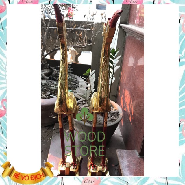 Hạc thờ gia tiên-Hạc thờ gỗ mít-Hạc bàn thờ cao 61cm và 81cm