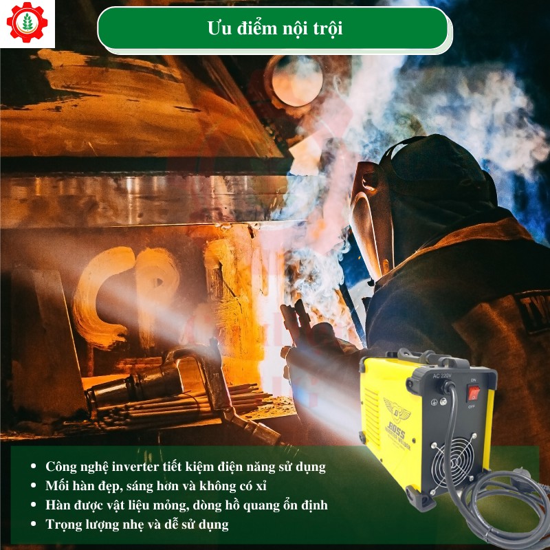 Máy hàn điện tử BOSS ARC 200A | Công suất 200A | Sử dụng que hàn 2,6 - 3,2 ly | Công nghệ Nhật Bản | Máy hàn que