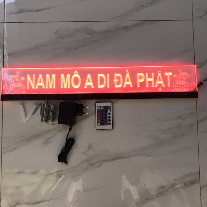 Chữ điện : NAM MÔ A DI ĐÀ PHẬT-hoa sen-treo tường