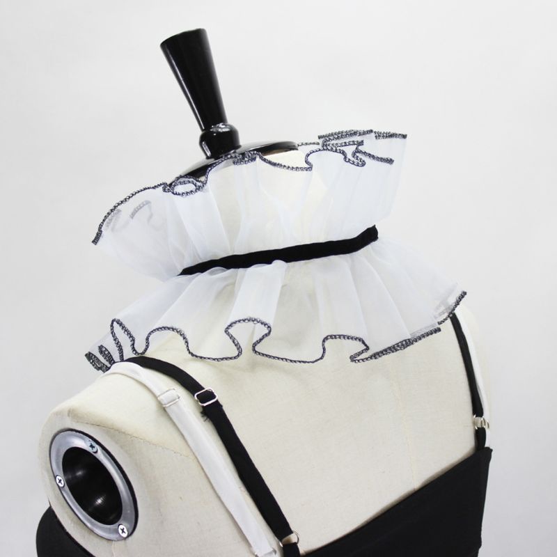 Yoioi Victorian Cổ Áo Giả Cổ Đứng Nhún Bèo Hóa Trang Phong Cách Vintage Organza Agaric