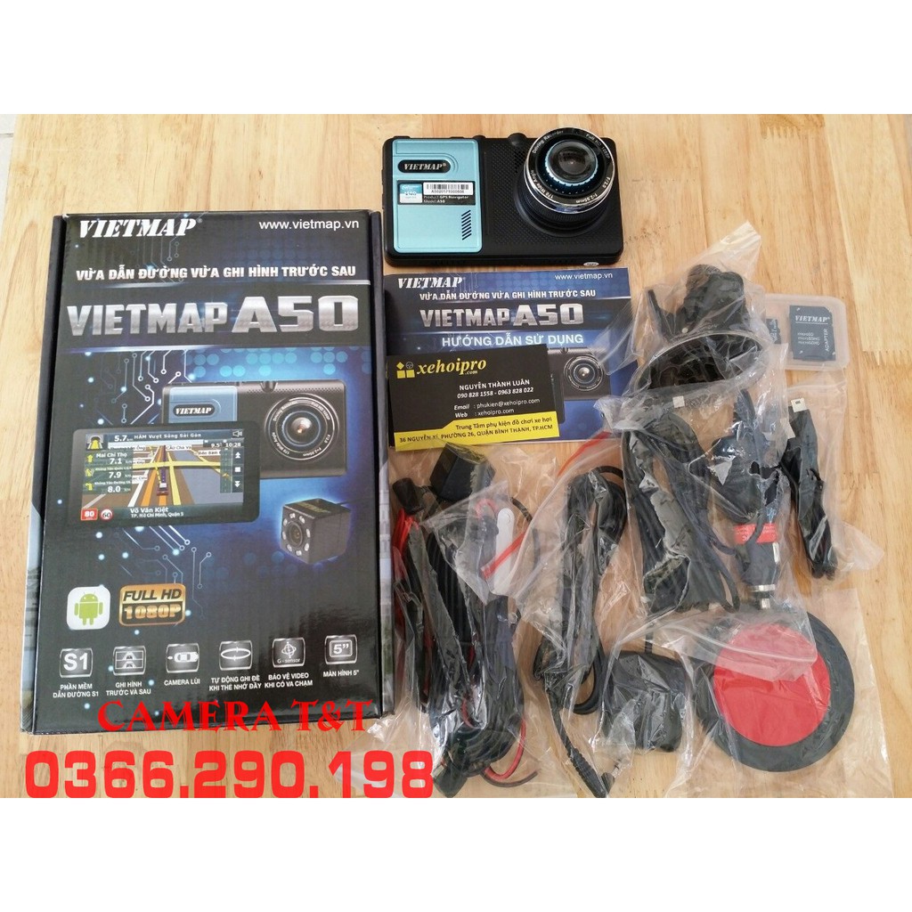 {NHẬP MÃ GIẢM GIÁ 300K} CAMERA HÀNH TRÌNH VIETMAP A50 VỪA DẪN ĐƯỜNG VỪA GHI HÌNH TRƯỚC SAU - TẶNG KÈM THẺ NHỚ 32G