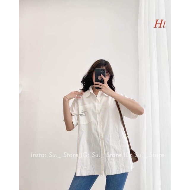Áo sơ mi cộc tay túi chữ kí HT12