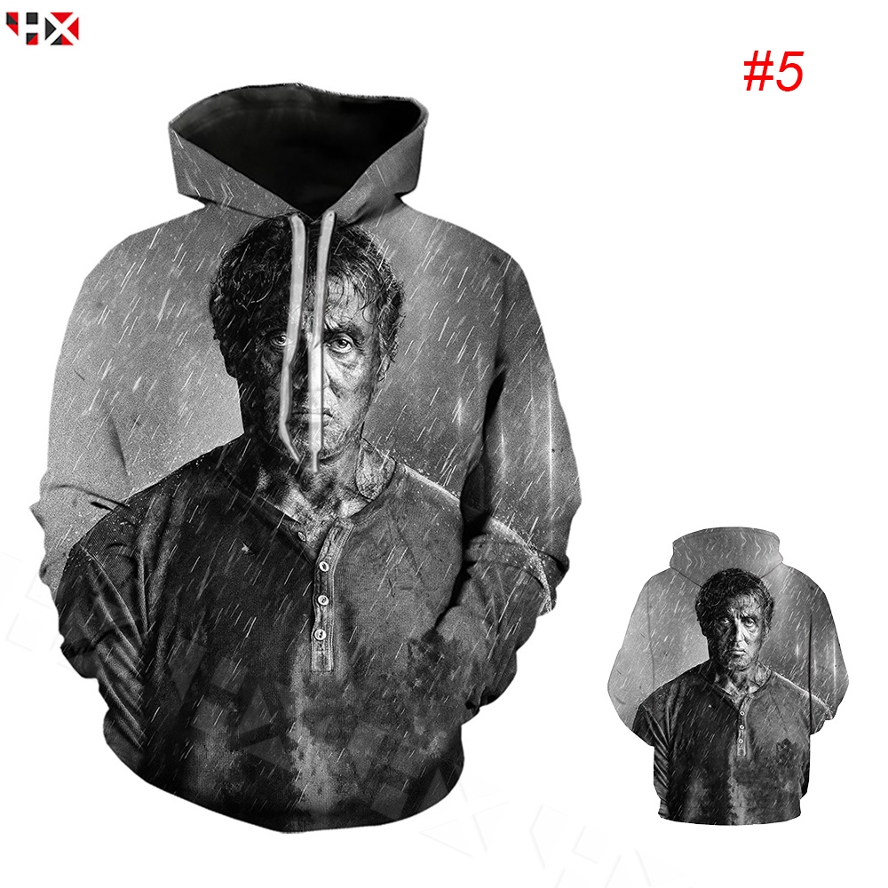 Hx Áo Hoodie Tay Dài In Họa Tiết 3d Rambo 5: Last Blood Stallone Độc Đáo Cho Nam Và Nữ