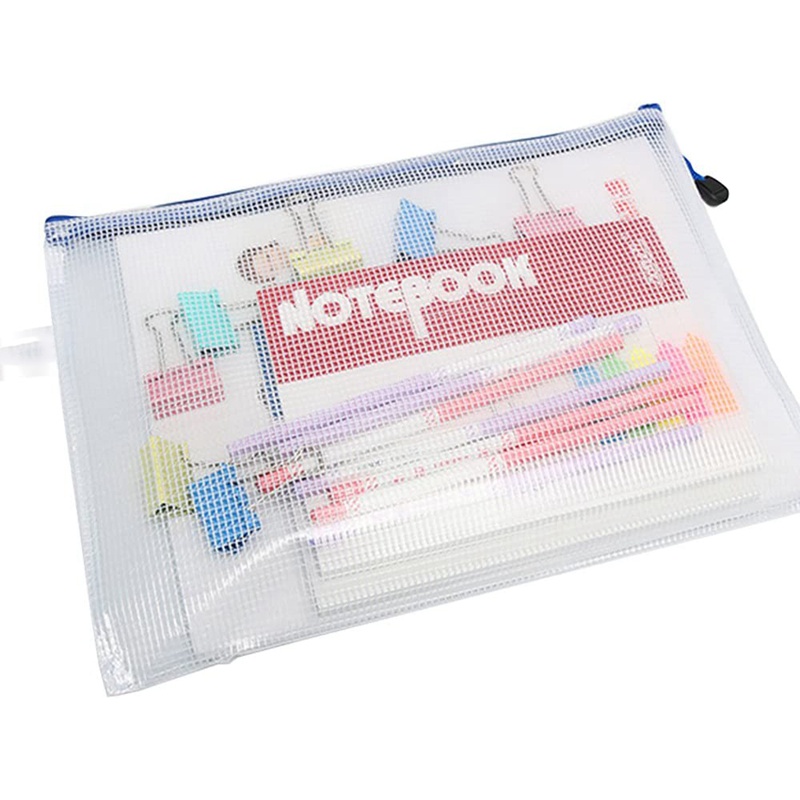 Set 16 túi lưới đựng tài liệu giấy tờ chống thấm nước có khóa kéo tiện dụng size A4