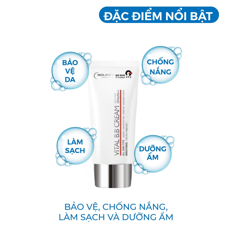 Kem Nền Trang Điểm Chống Nắng, Giảm Sạm Nám Holikey Vital BB Cream 50ml 3W038